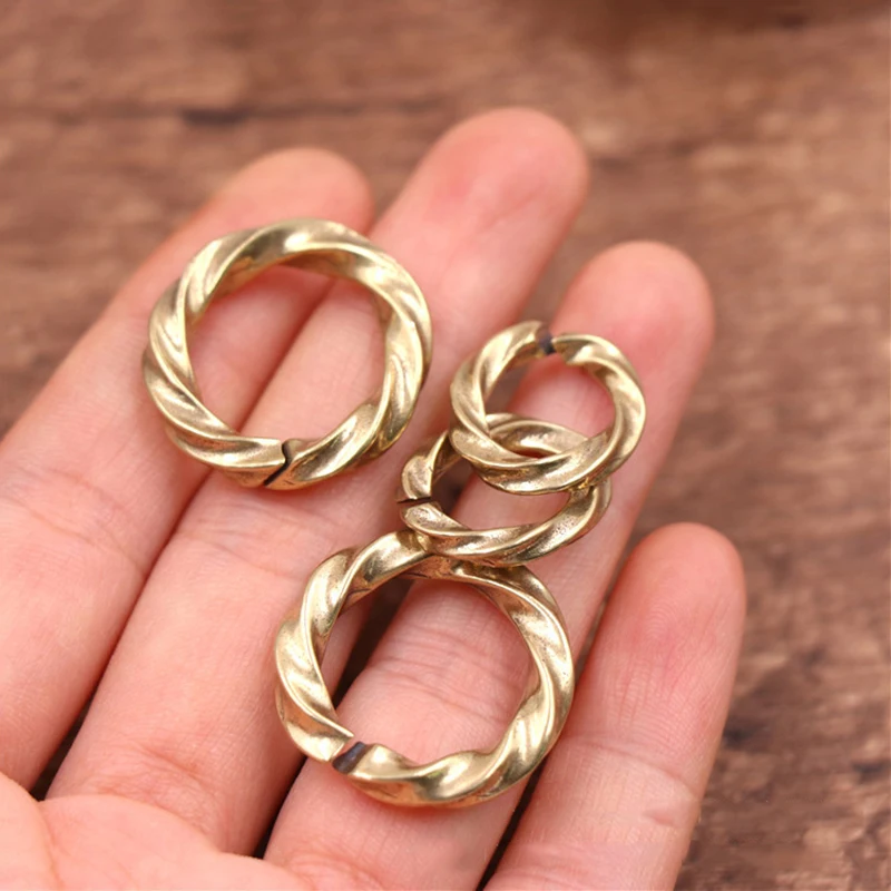 1pcs Solid Brass Open Twist O Ring Seam Round Jump Ring Key chain Garments Shoes Leather Craft DIY Connector CLOXY