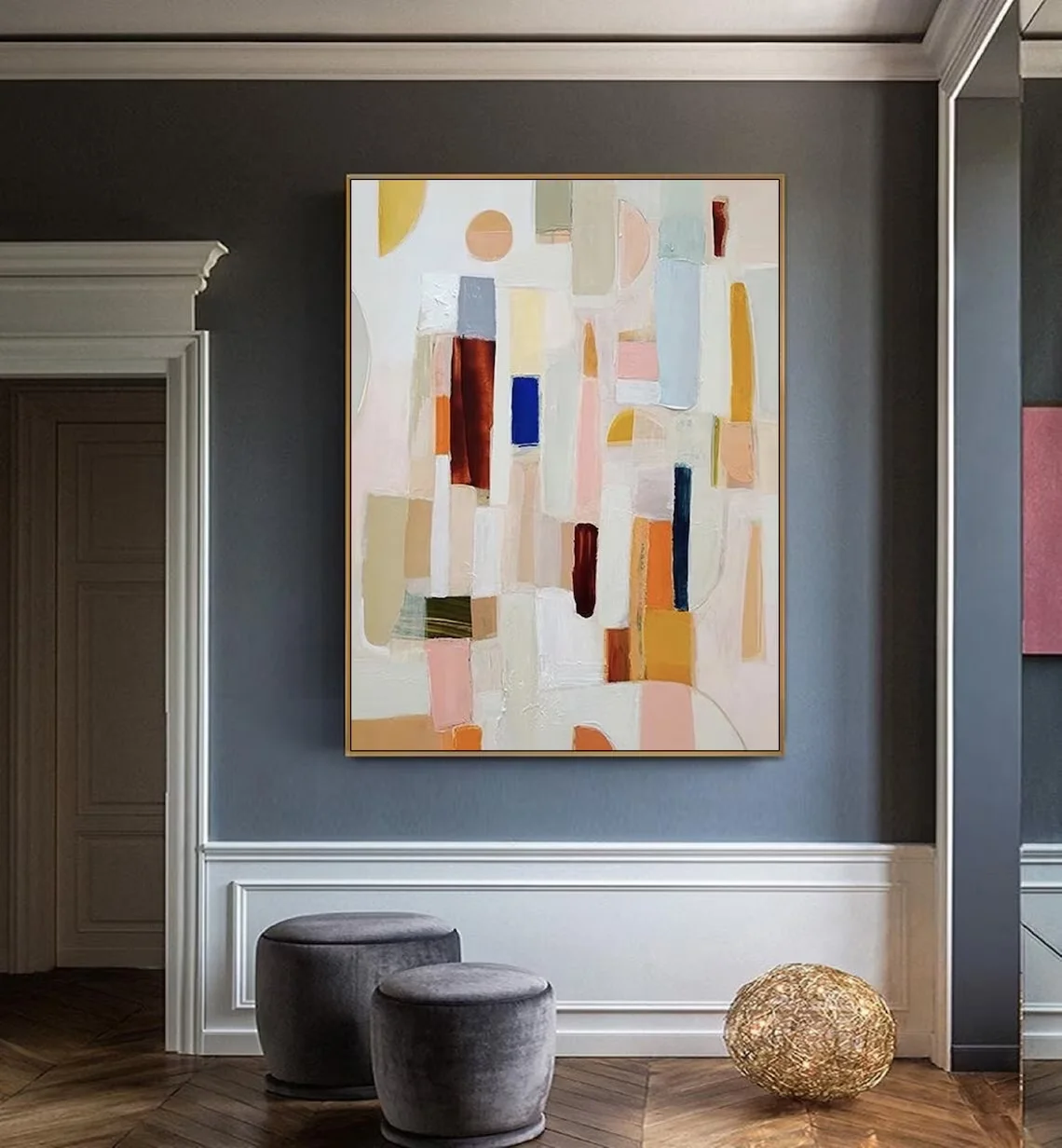 Lukisan Abstrak Warna Netral B - Abstract Oil Painting ulasan dan harga