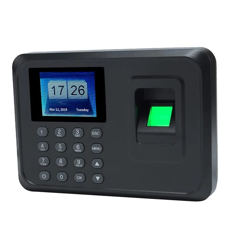 007 001 Biometric Fingerprint Password Attendance Machine Employee Checking-in Recorder 2.4 Inch LCD Screen DC 5V Time Attendanc