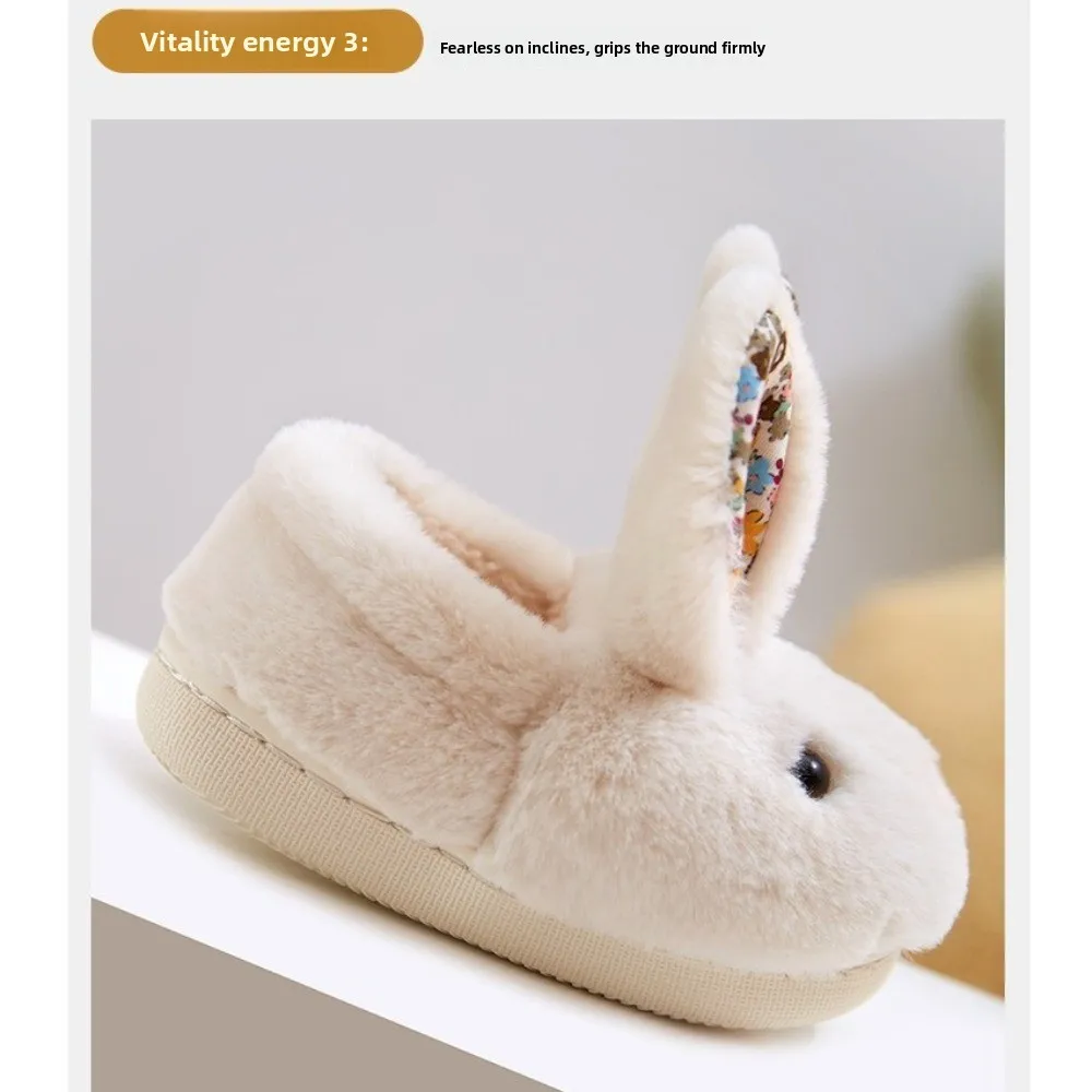 

Cute Anti-Slip Children Indoor Slippers Cotton Warm Cartoon Rabbit Slippers Cartoon Thick Bottom Warm Cotton Shoes Children Use