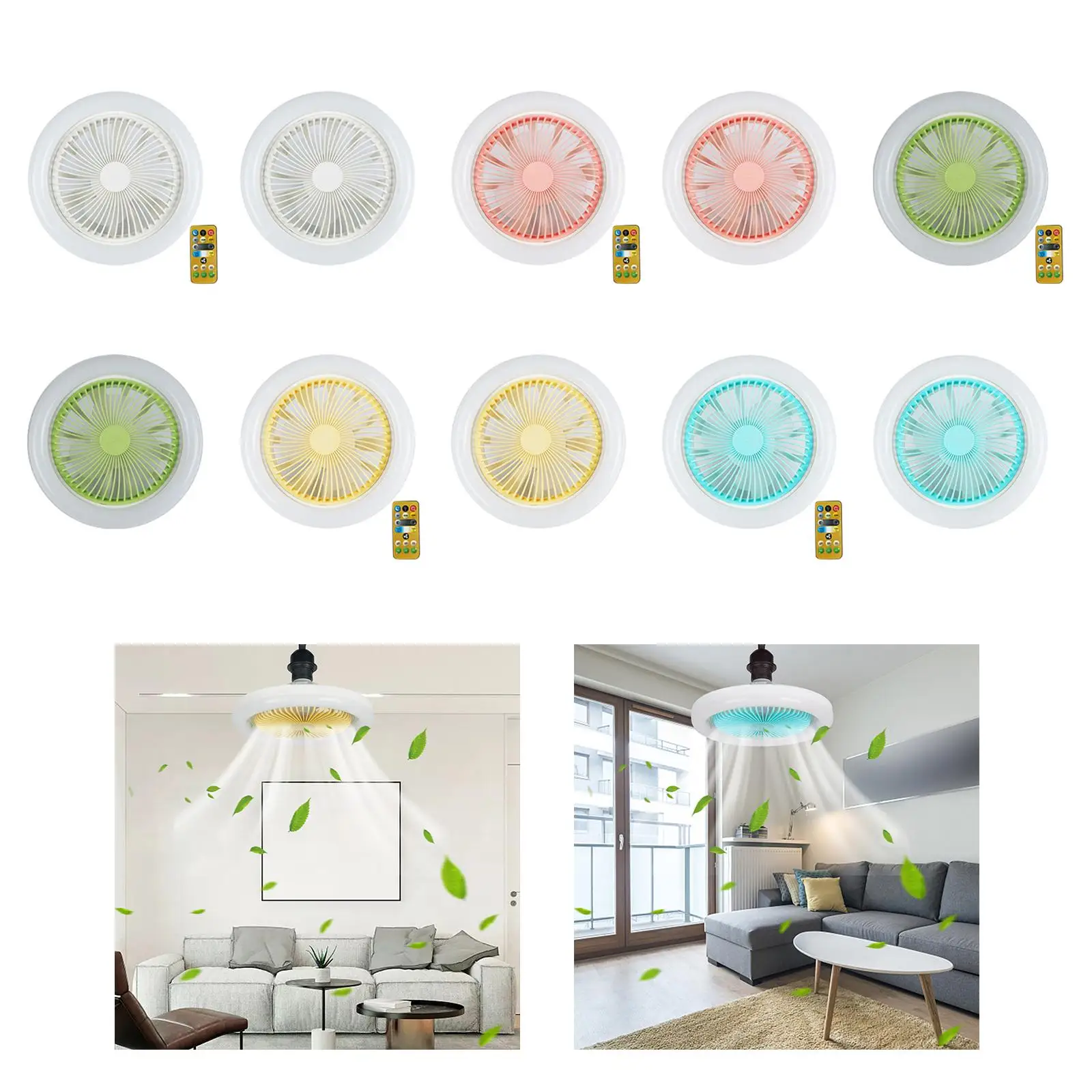 E27 Base LED Ceiling Fan with Light Mute Motor 30W Low Profile 3 Speeds Adjustable Fan Lamp for Living Room Bedroom Home Office
