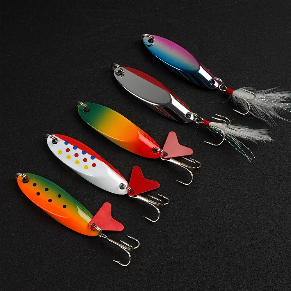 5 Stück Angellöffel-Köder, Metall-Jig-Köder, Forellenköder, harte Spinner-Köder, Casting-Löffelköder für Lachs und Barsch