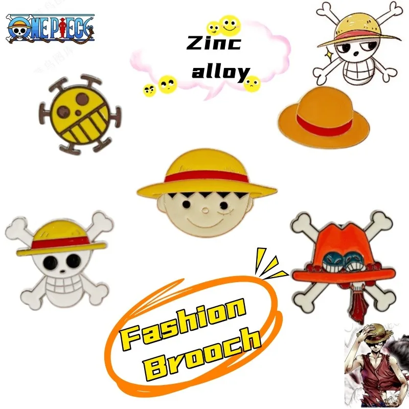 Insignia de dibujos animados de One Piece con el sombrero de paja de Luffy, de resina de aleación estilo anime, un accesorio de moda y creativo para regalar.
