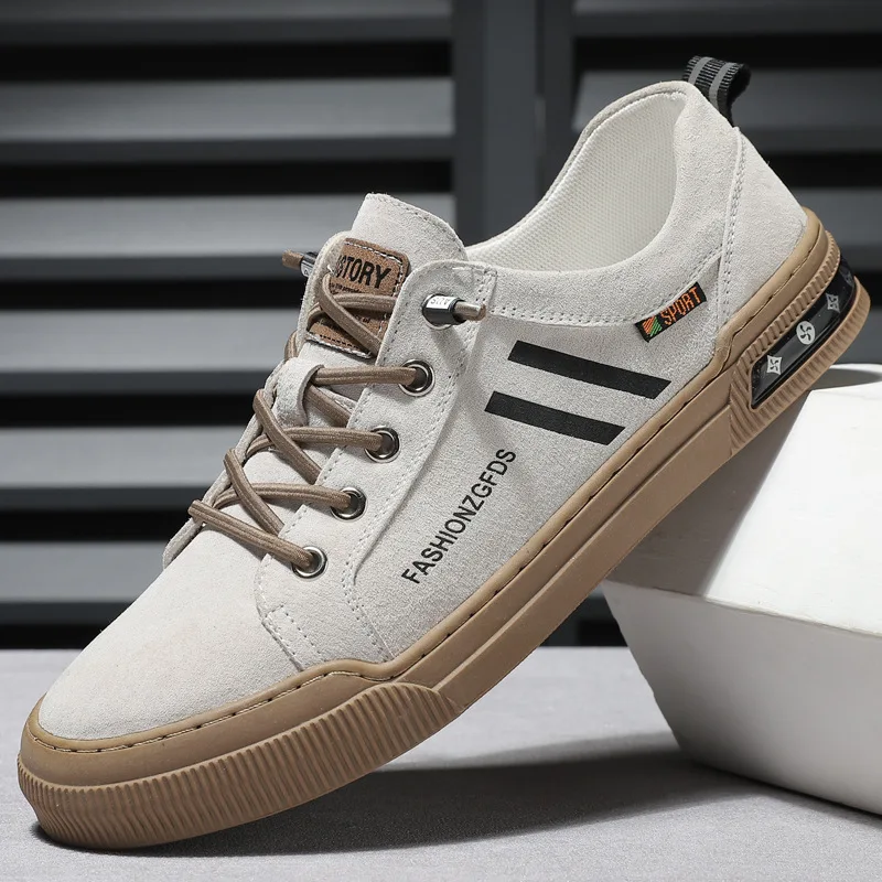 

Новая мужская повседневная обувь из натуральной кожи, модные полосатые туфли на плоской подошве для скейтбординга, кроссовки без шнуровки для молодых людей