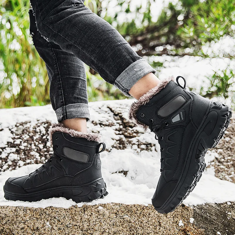 Winter Men's Snow Boots Are Comfortable and Warm Plus Velvet Cotton Shoes for Outdoor Leisure Non-slip Large Size Cotton Boots