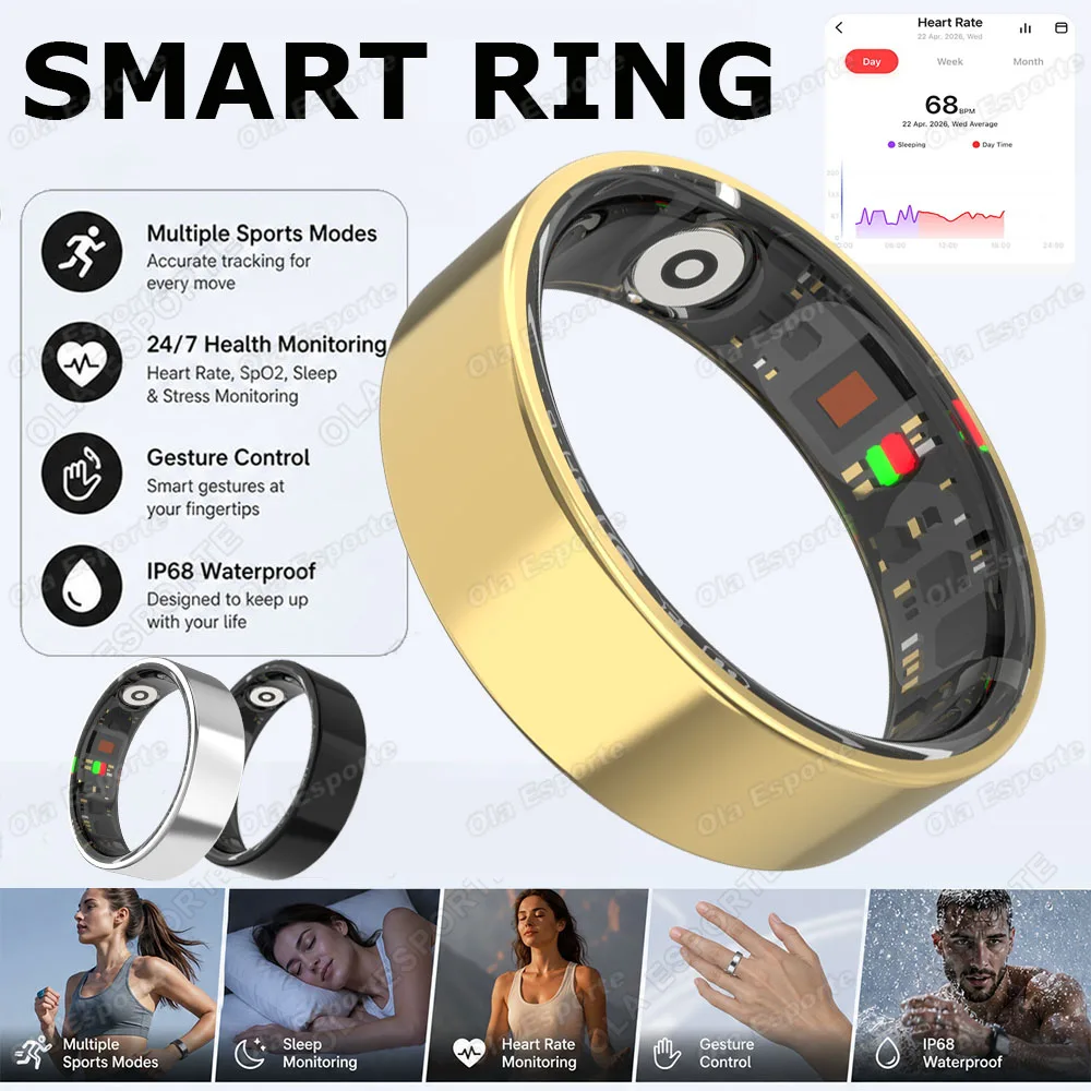 Sports Smart Ring 2027 Heart Rate Sleep Monitoring Remote Control Vdeo/Selfie Calories Stress Outdoor Waterproof Smartring SY15