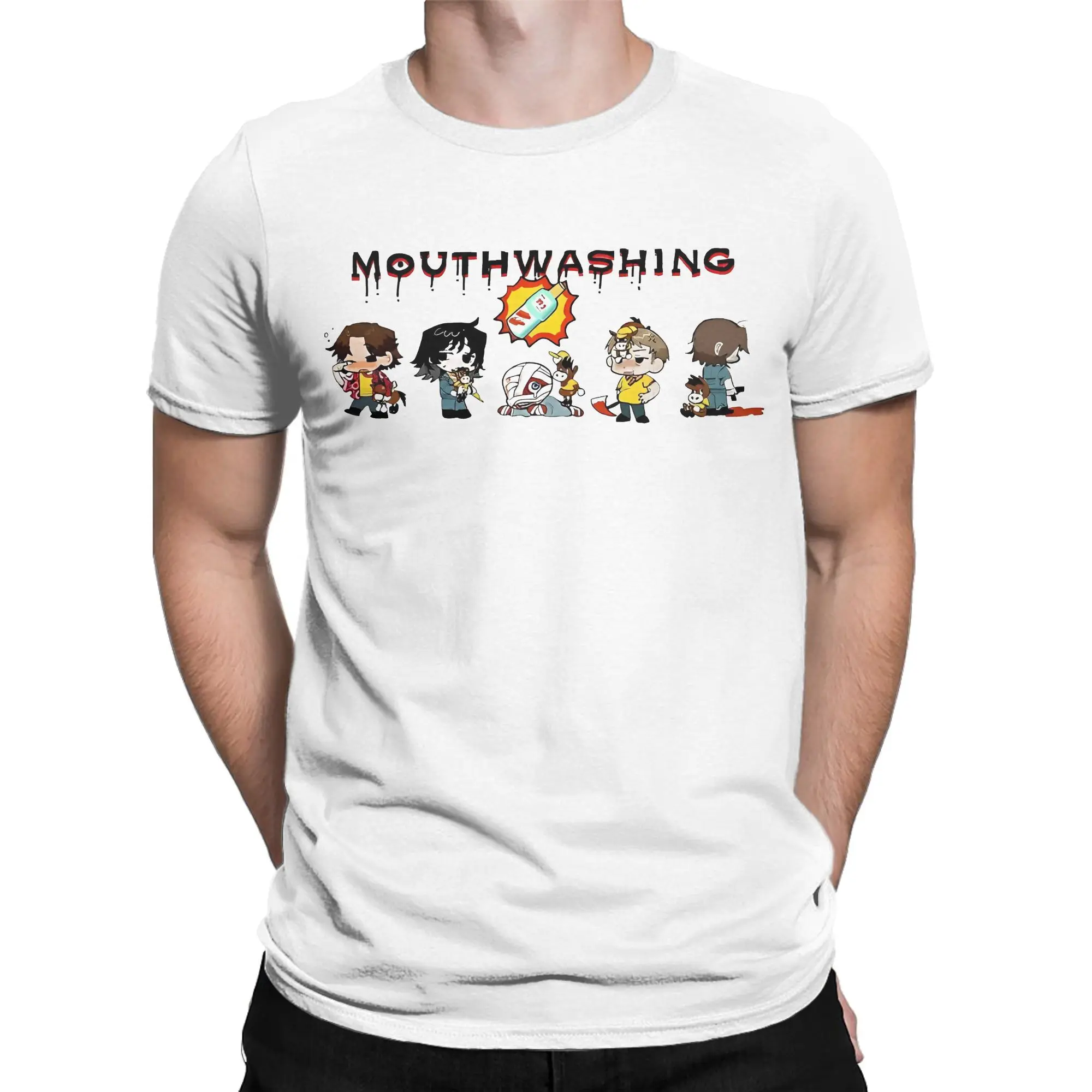 Men T-Shirt Cartoon Mouthwashing Characters Awesome Pure Cotton Tee Short Sleeve Video Game T Shirt Round Collar merch Original