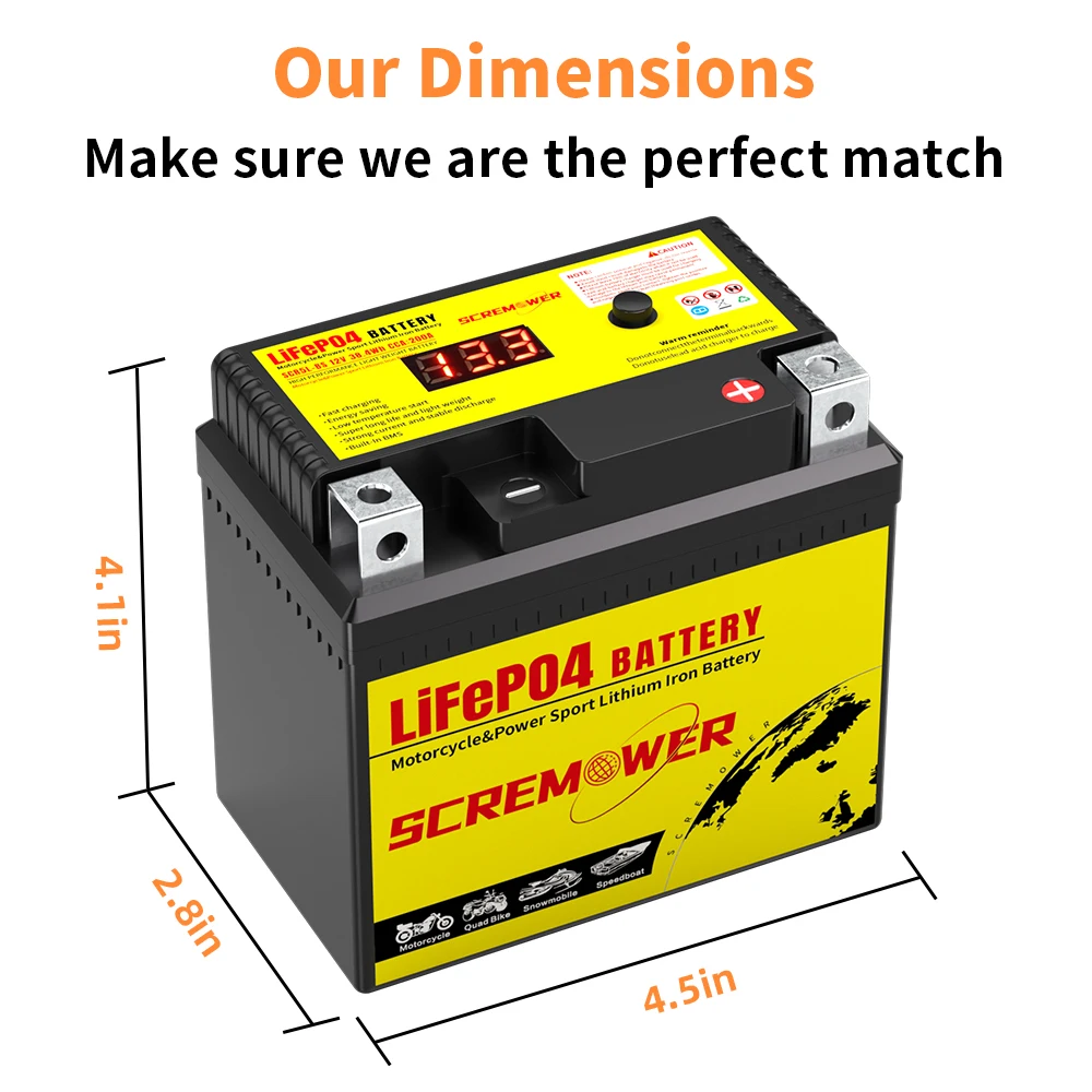 

7S 12V 4Ah Motorcycle Battery CCA 260A Built in BMS Rechargeable Maintenance Free SLA AGM Replacement Batteries for ATV UTV
