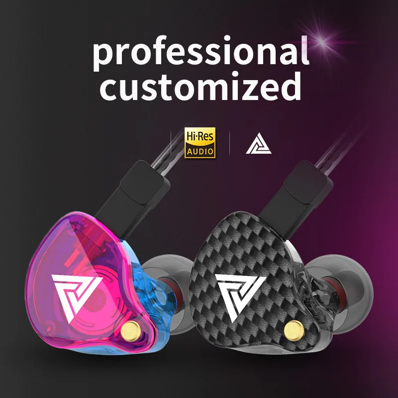 오리지널 QKZ VK4 HiFi 베이스 이어폰, 분리형 유선 헤드폰, 마이크 포함, 소음 감소 헤드셋, 다이나믹 음악 모니터 이어버드