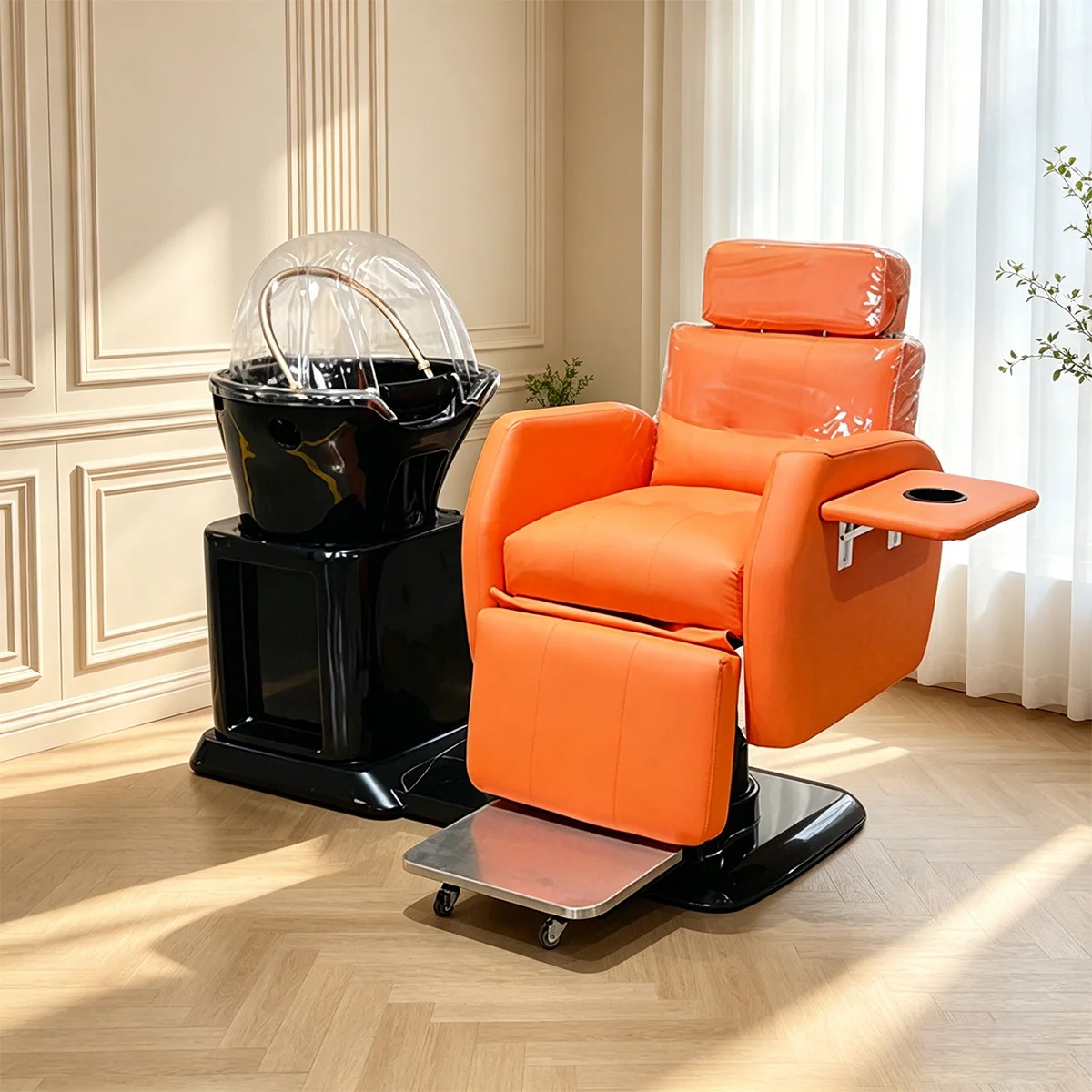 

360° Swivel Electric Reclining Shampoo Chair with Hair Washing Basin, Head SPA Salon Furniture for Hairdressing & Barber Store