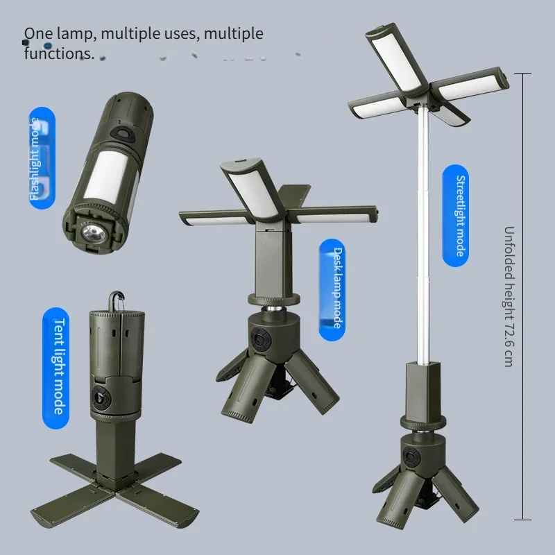 Folding Camping Light Portable Telescopic Lanterns Built-in 8000mAh Outdoor Waterproof Power Bank Lamp With Triangle Stand Base