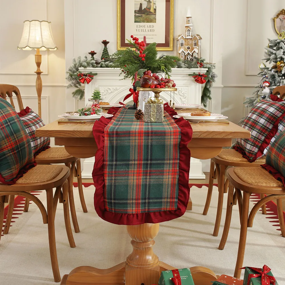 Dekorative Karierte Rüschen-Kissenbezüge, Schachbrettmuster Sofakissen-Überzüge, Wohnzimmer-Kissenhüllen, Weihnachtsdekoration – Detail 14
