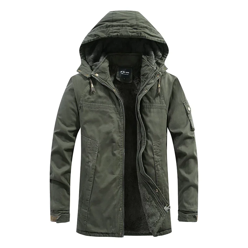 New Winter Men Hooded Fleece Warm Parkas Winter Coats Man Long Jackets Good Quality Male Outdoors Casual Winter Coats Size 4XL