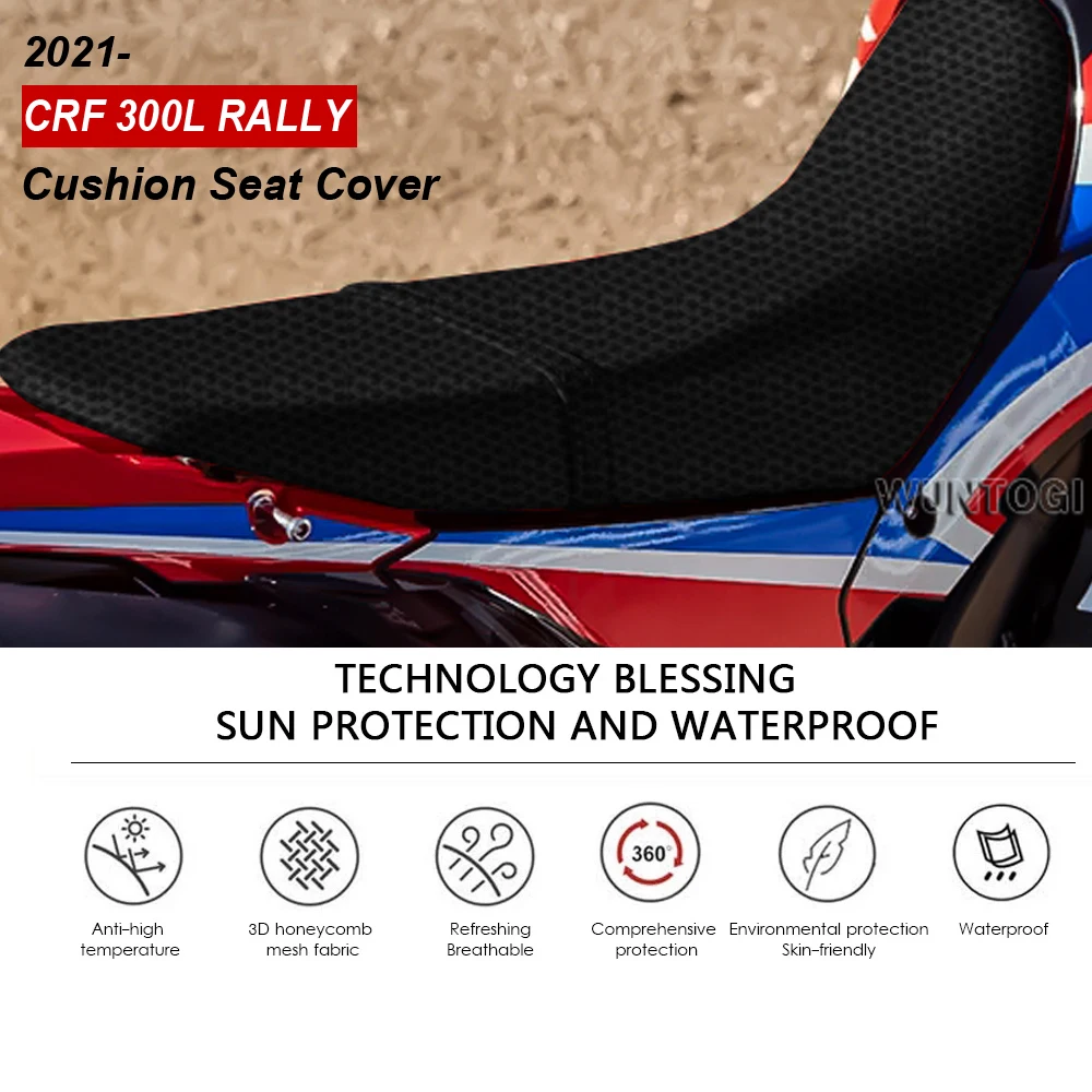 CRF300L RALLY Accessories Motorcycle Protecting Cushion Seat Cover For HONDA CRF 300L Rally 2021- Fabric Saddle Seat Cover