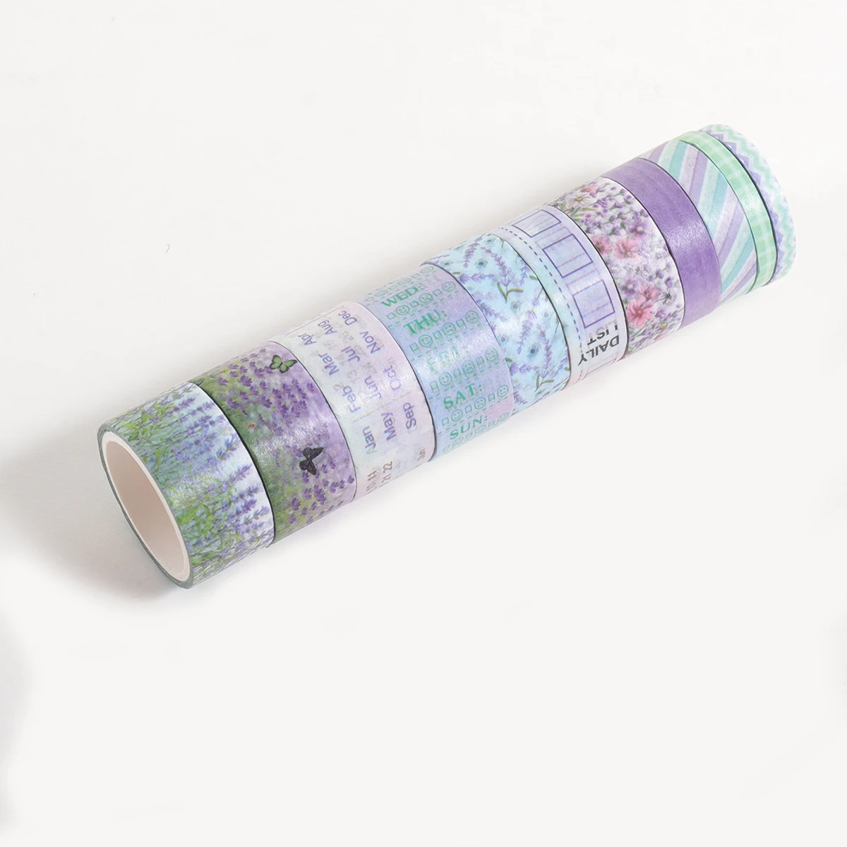 11 لفة من شريط واشي بطابع اللافندر، أنماط هندسية زهرية، مناسبة لسجل القصاصات بنفسك، مواد تزيين الألبوم #6