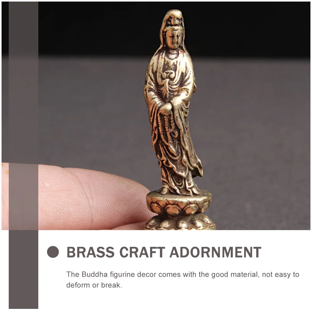 Brass Religious Buddha Adornment Exquisite Desktop Decor High Quality Material Compact Size Stable Flat Bottom Design