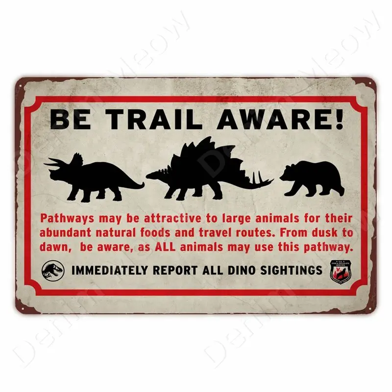 Vorsicht vor Raptor, lustiges Metall-Blechschild, Verlangs-Schild, für Garten, Zuhause, Outdoor, Zoo-Plakette, Dinosaurier-Warnschild, Vintage-Wanddekoration – Detail 7