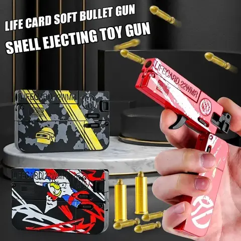 New Upgraded Lifecard Metal Folding Gun Toy Pistol Toys Gun With Soft Bullets Alloy Shooting Model For Children Adults