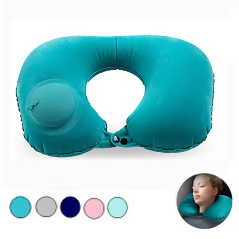 Almohada inflable en forma de U para el cuello, soporte ergonómico para la cabeza para avión, tren y coche