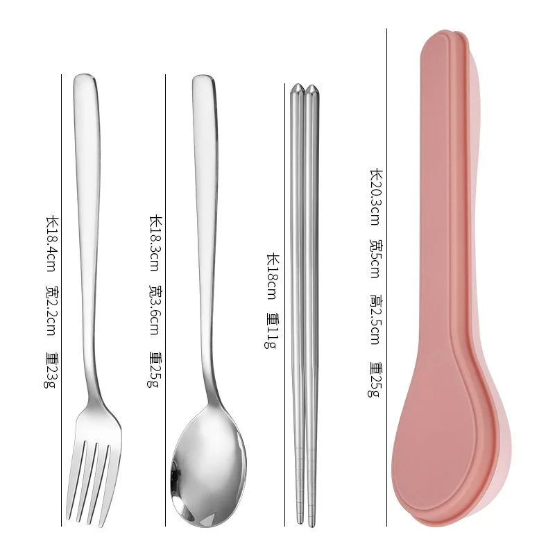 Cutlery Set with Storage Case Korean Style Portable Tableware Set Home School Kitchen Dinnerware Services Utensil Set Spoons view 4