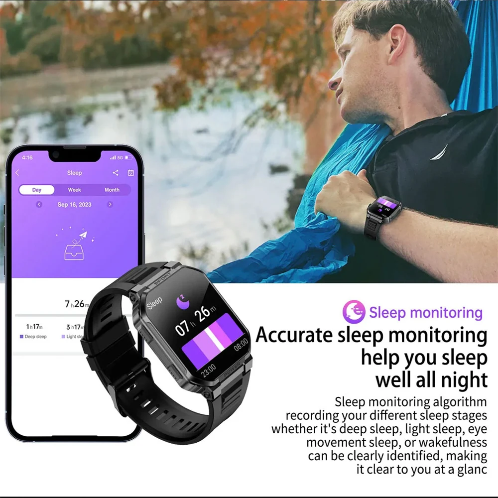 Wytrzymałe zegarki wojskowe Smart Watch Men Ftiness Ip68 wodoodporne 1.83 ''AI Voice Bluetooth Smartwatch z funkcją dzwonienia 2023 dla Android IOS