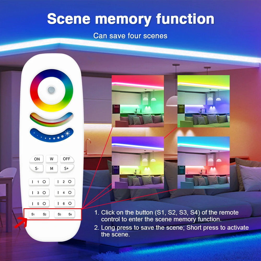 Imagem -03 - Gledopto Memória de Cena de Controle Remoto Brilho Ajustável Regulável 6-zone Group Light Modes Rgbcct 2.4g 30m Distância