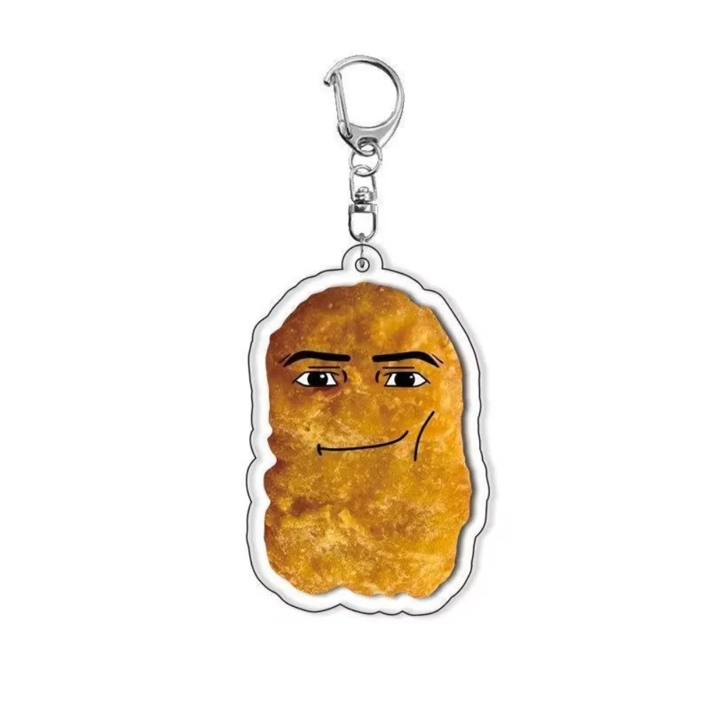 2D Flat Acrylic Keychain Creative Chicken Block Personality Cartoon Funny Peripheral Pendant Book Bag Food Jewelry Accessory