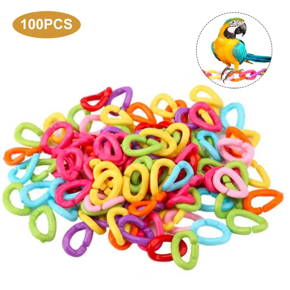 100Pcs/Pack，Parrot Links DIY，Plastic，Healthy Parrot Plastic Chain Buckle for Parakeet，Geometric Chain Buckle Building Blocks