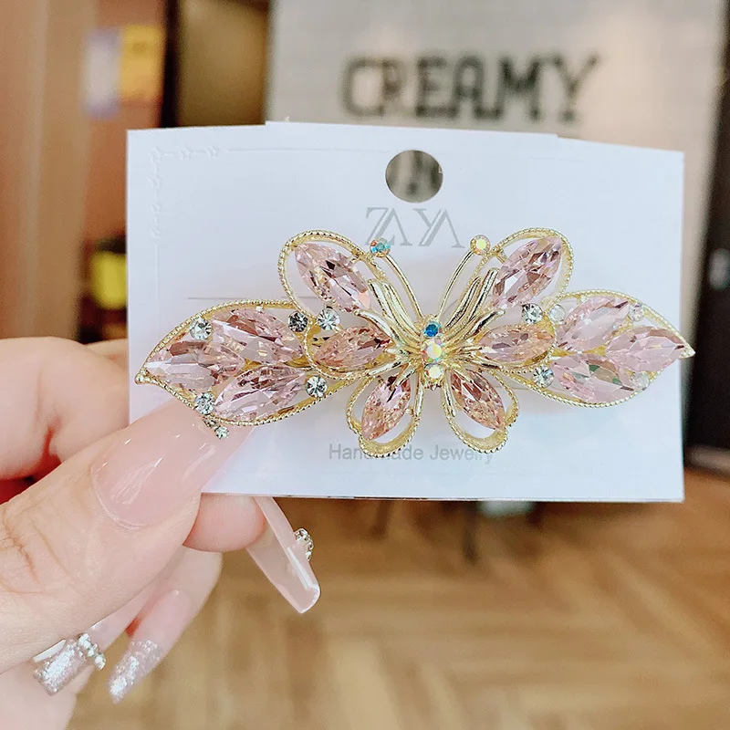 Korean Hair Accesories For Women Trends 2023 Hair Clip Metal Diamond Butterfly Ponytail Shining Hairpins Wedding Gift Headwear