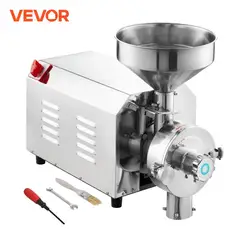 VEVOR Stainless Steel Aluminium Metal Soybean Grinder Commercial Grinding Machine 2200W for Pepper Soybean Peanut Corn Grains