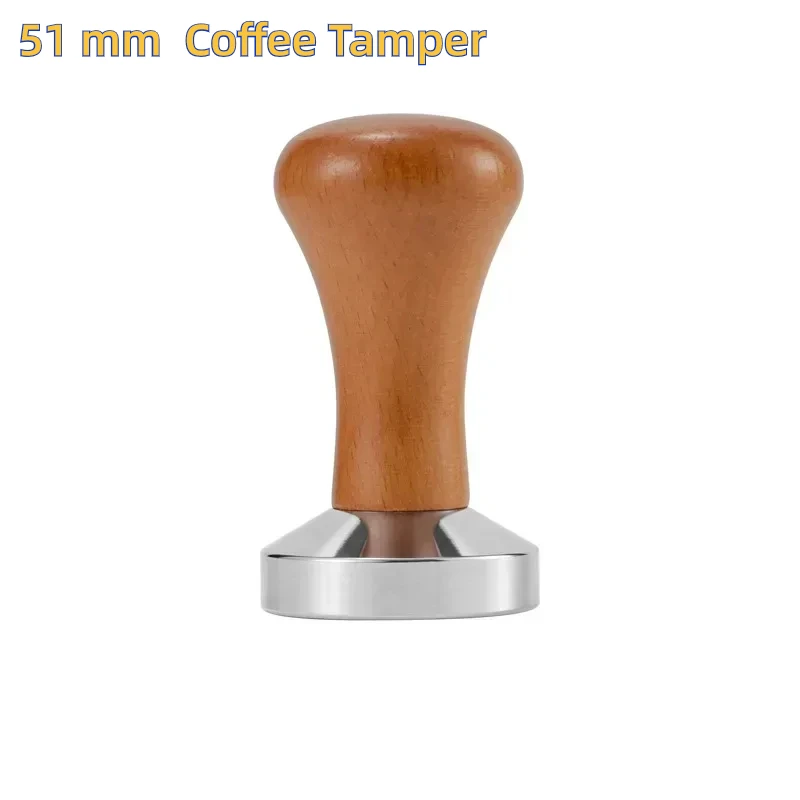 

Tamper 51 mm Wooden Handle Coffee Tamper Espresso Tamper Stainless Steel Coffee Tampers Press Flat Base Coffee Accessories,1 PC