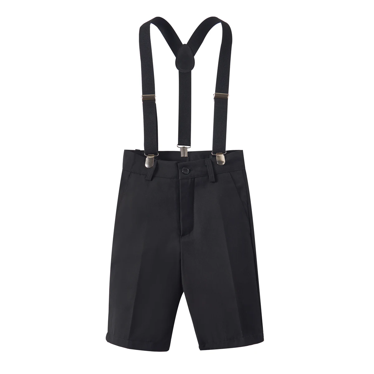 4pcs/set Boys\' short Suit Set With short Shirt , short Pants Tie And Straps School Uniforms