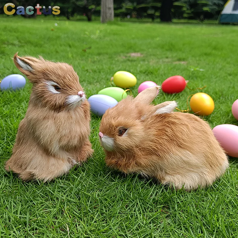 Cute Simulated Rabbit Animal Model Rabbit Household Home Furnishings Decorations Rabbit Fur Crafts Ornaments Gifts