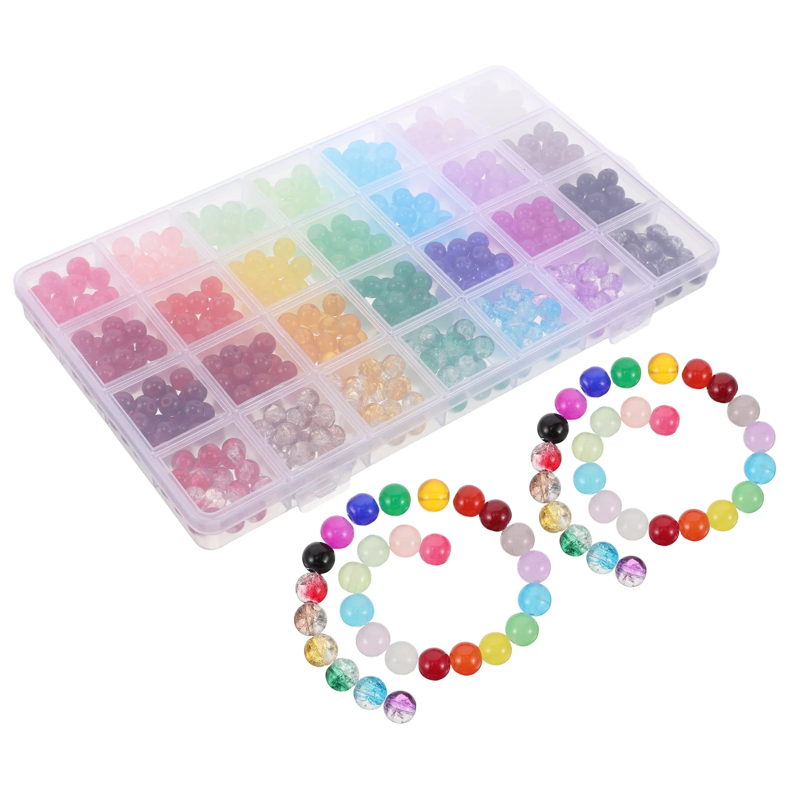 

1 Box 8Mm Glass Multicolor Crystal Round Kit For Bracelets Necklaces Diy Jewelry Making Handmade Craft Projects Assorted Glass