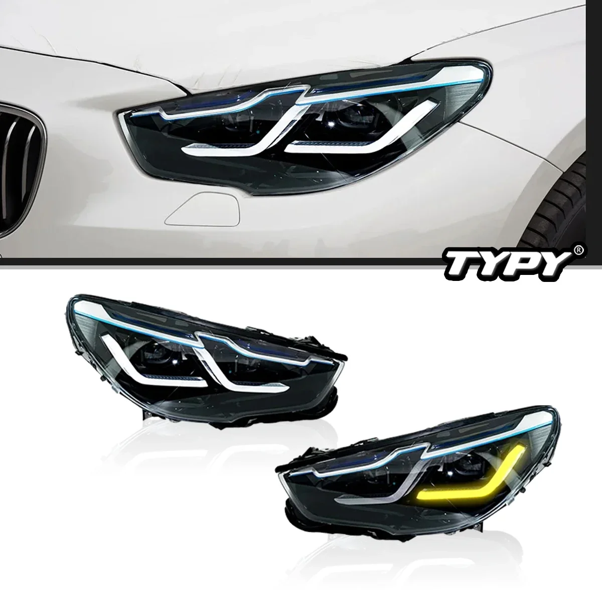 

Автомобильные фары TYPY для BMW 5 серии GT F07, фары с двойными линзами, светодиодные дневные ходовые огни, двойные дневные ходовые огни