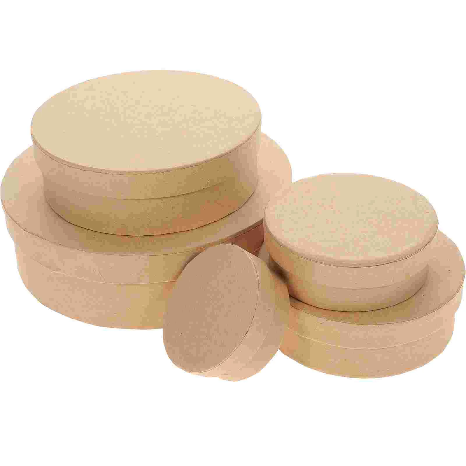 

5 Pcs Round Carton Cardboard Gift Boxes Candy Containers Wedding Decor Biscuit Packaging Bakery Storage