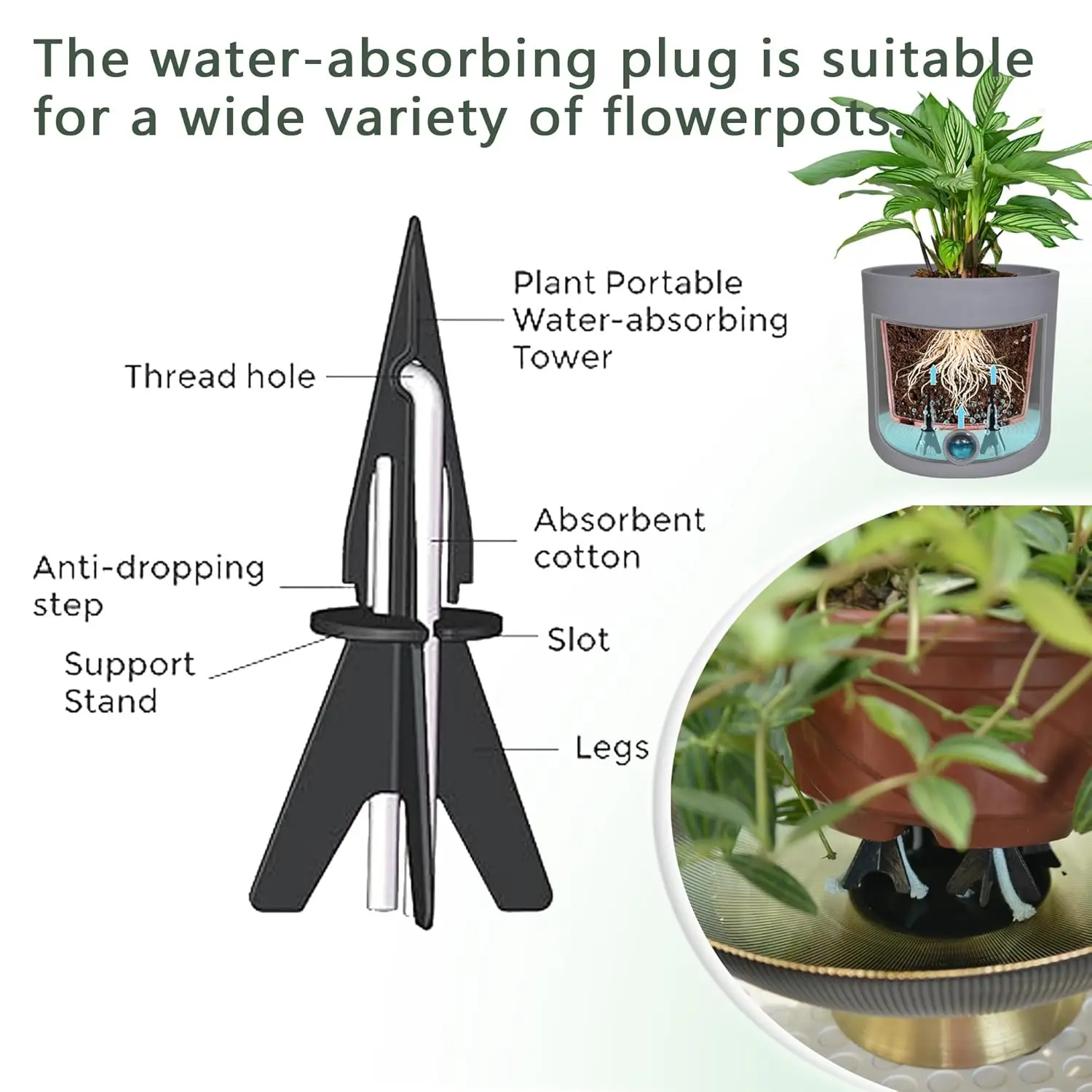 4-Pack Patented Self-Watering Spikes – DIY Plant Watering System for Indoor Plants, Fits Grower Pots, Reuse Containers