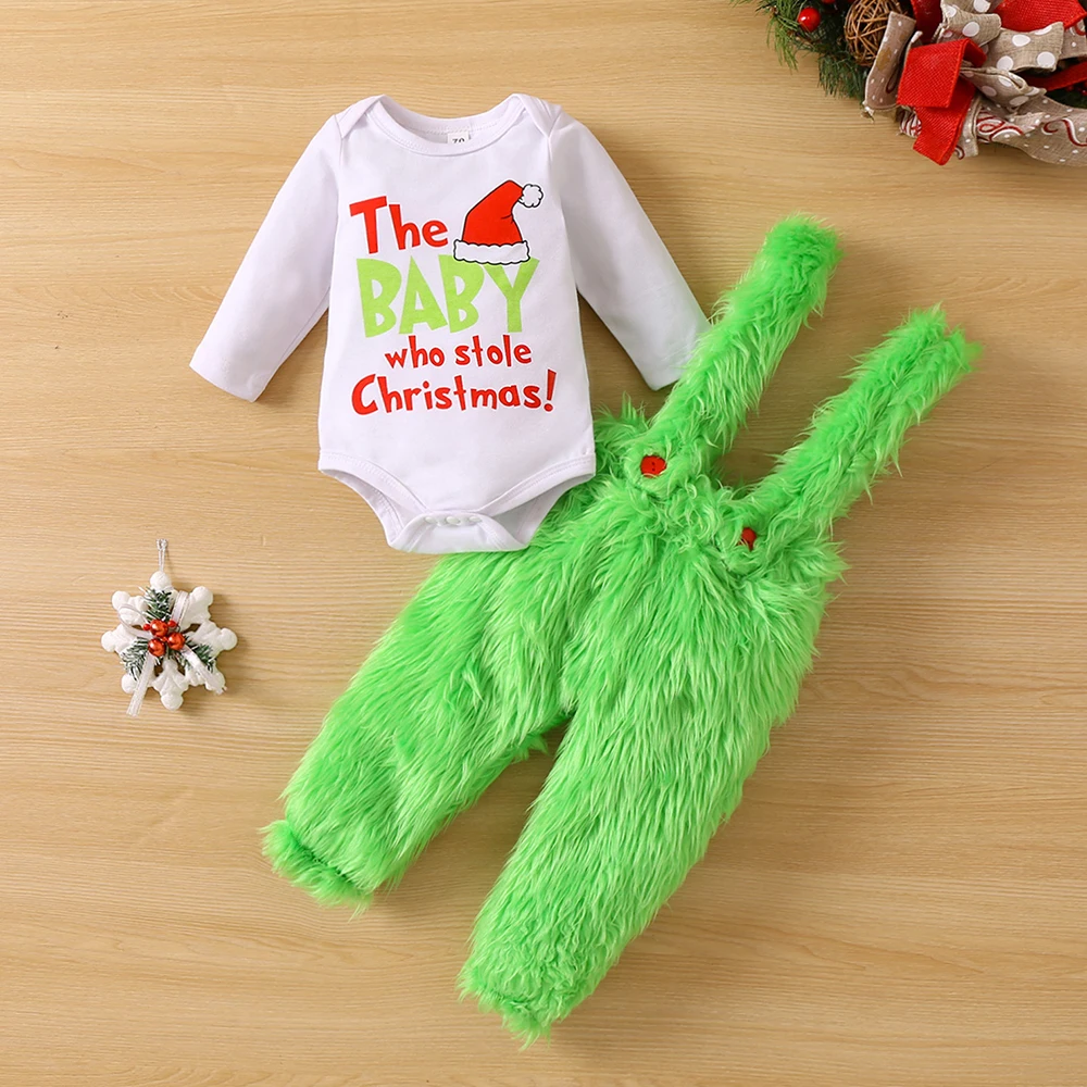 Baby Christmas Bodysuit Set No Fading and Non-sticky Top Suitable for Indoor Outdoor