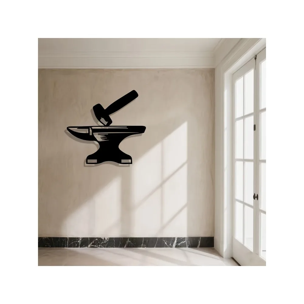 CIFbuy Metal Wall Art Wrought Iron Anvil Silhouette Rustic Craftsmanship Decor for Home & Workshop