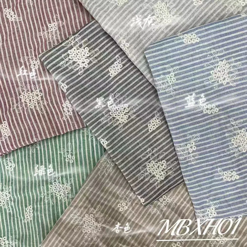 ファッションフラワー重工業レース生地カラーストライプ布シャツ布刺繍生地