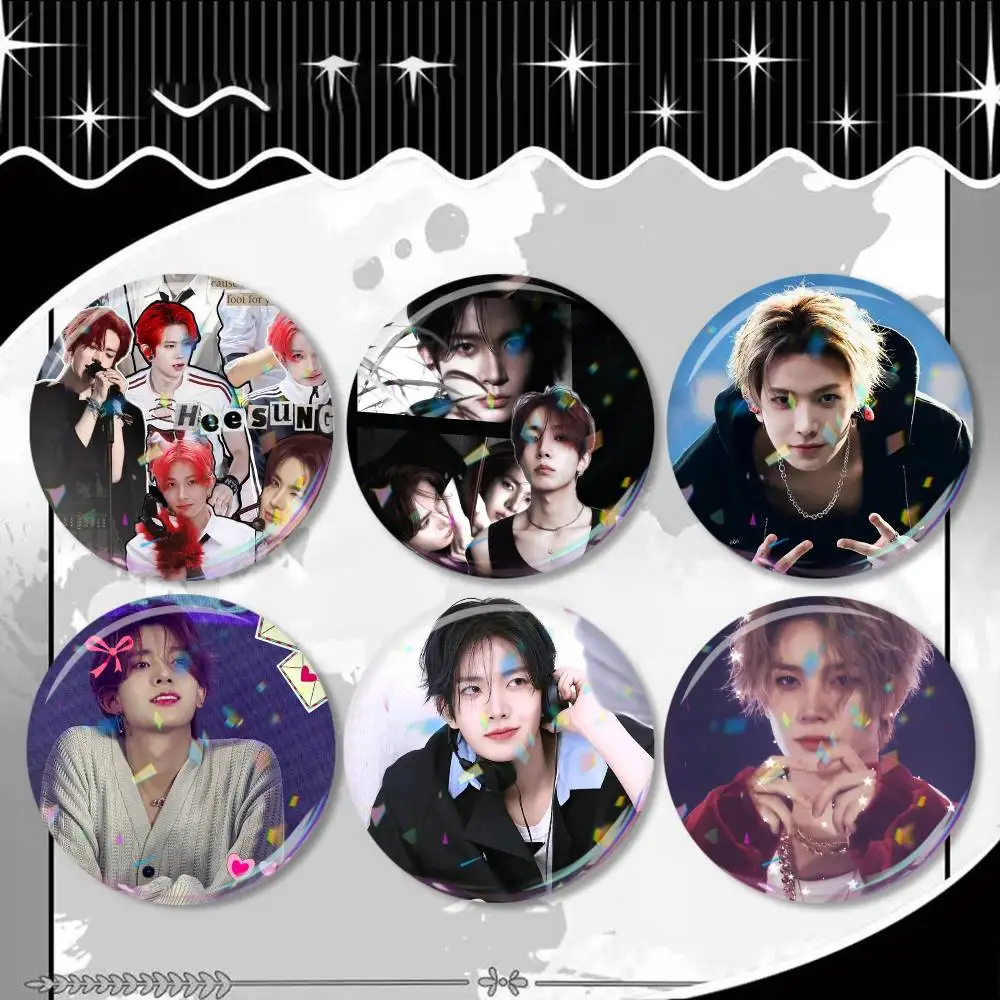 

H-Heeseung L-Lee Vocal King Laser Badge Creative Pins Brooch for Bag Clothes Hat Decor Gifts Fans Collect