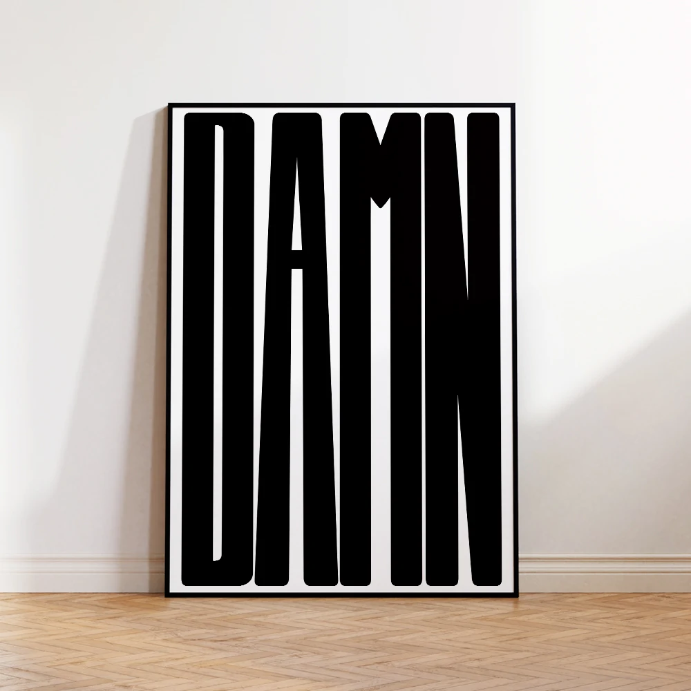 Modern Nordic Minimalist DAMN Quotes Black Red Wall Art Canvas Painting Posters For Living Room Home Decor