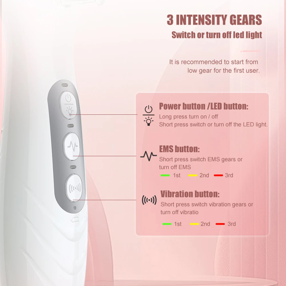 

Electric Massage Comb 3-Color Light 6 EMS Teeth 8 Silicone Contact Points 3-Speed Vibration Anti-Hair Loss Scalp Beauty Tool