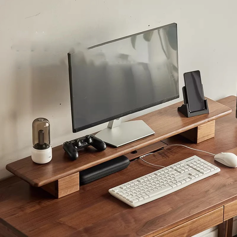 Retro Monitor Frame Solid Wood Adjustable Computer Rack Minimalist Design Monitors Racks Office Study Desktop Computers Racks
