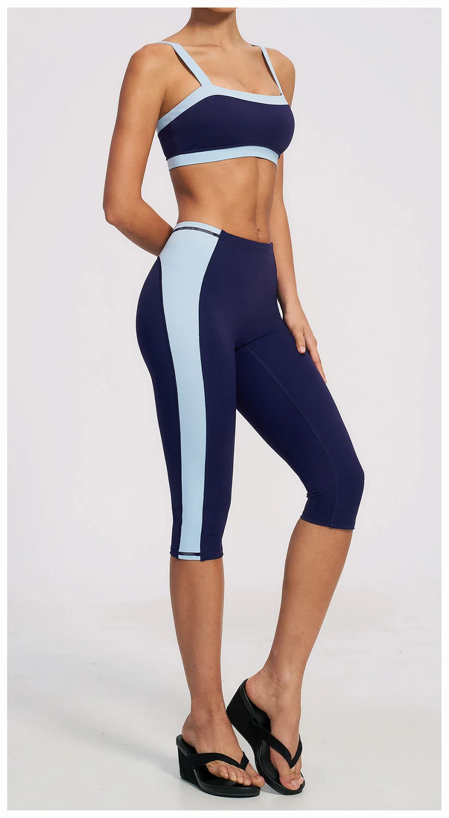 Yoga-Set 2-teilig Workout-Outfit Damen Trainingsanzüge Fitness-Weste Kurze Sporthose Ärmellose Capri-Hose Sportbekleidung Sport-BH Kleidung – Detail 11