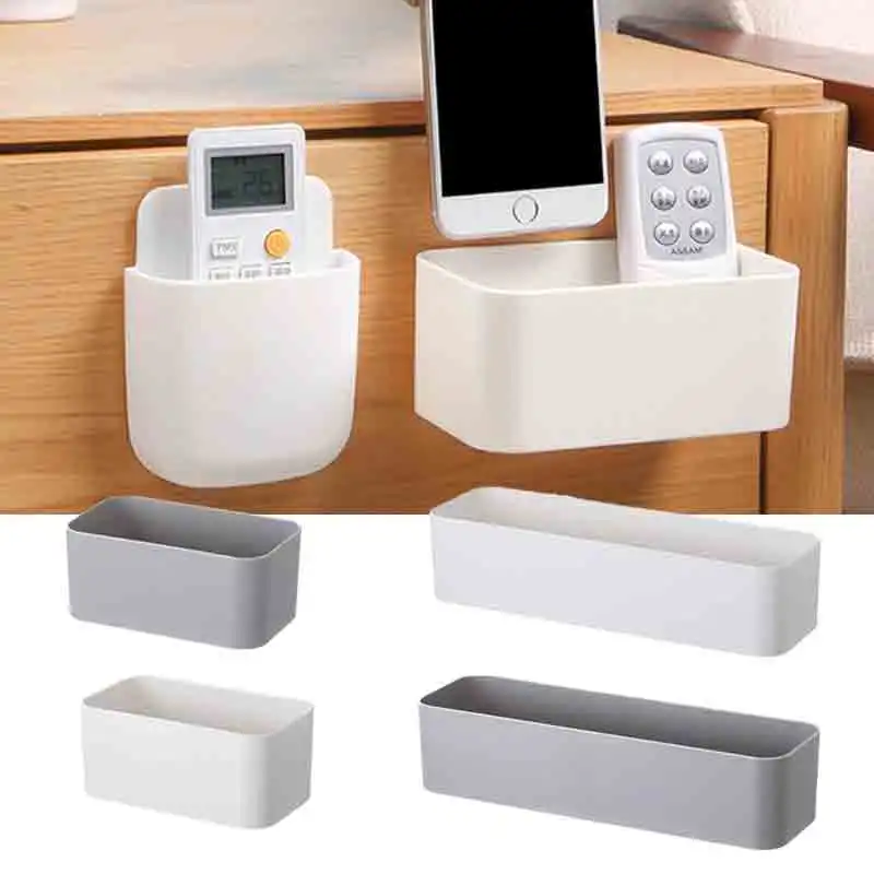 Wall Mounted Cosmetic Storage Box Bathroom Storage Rack Shelf Adhesive Storage Case Remote Control Holder Phone Holder Organizer