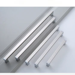 Modern Minimalist Kitchen Cabinet Door Handles Silver Wardrobe Aluminum Alloy Nordic Drawer Furniture Handle