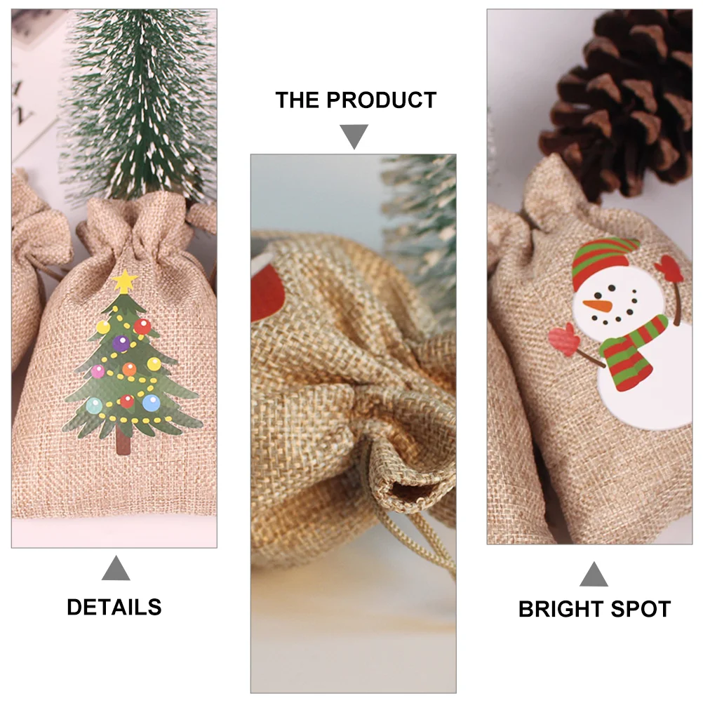 24 Pcs Bling Decor Burlap Drawstring Bags Christmas Sack Calendars Advent Xmas Decoration Candy