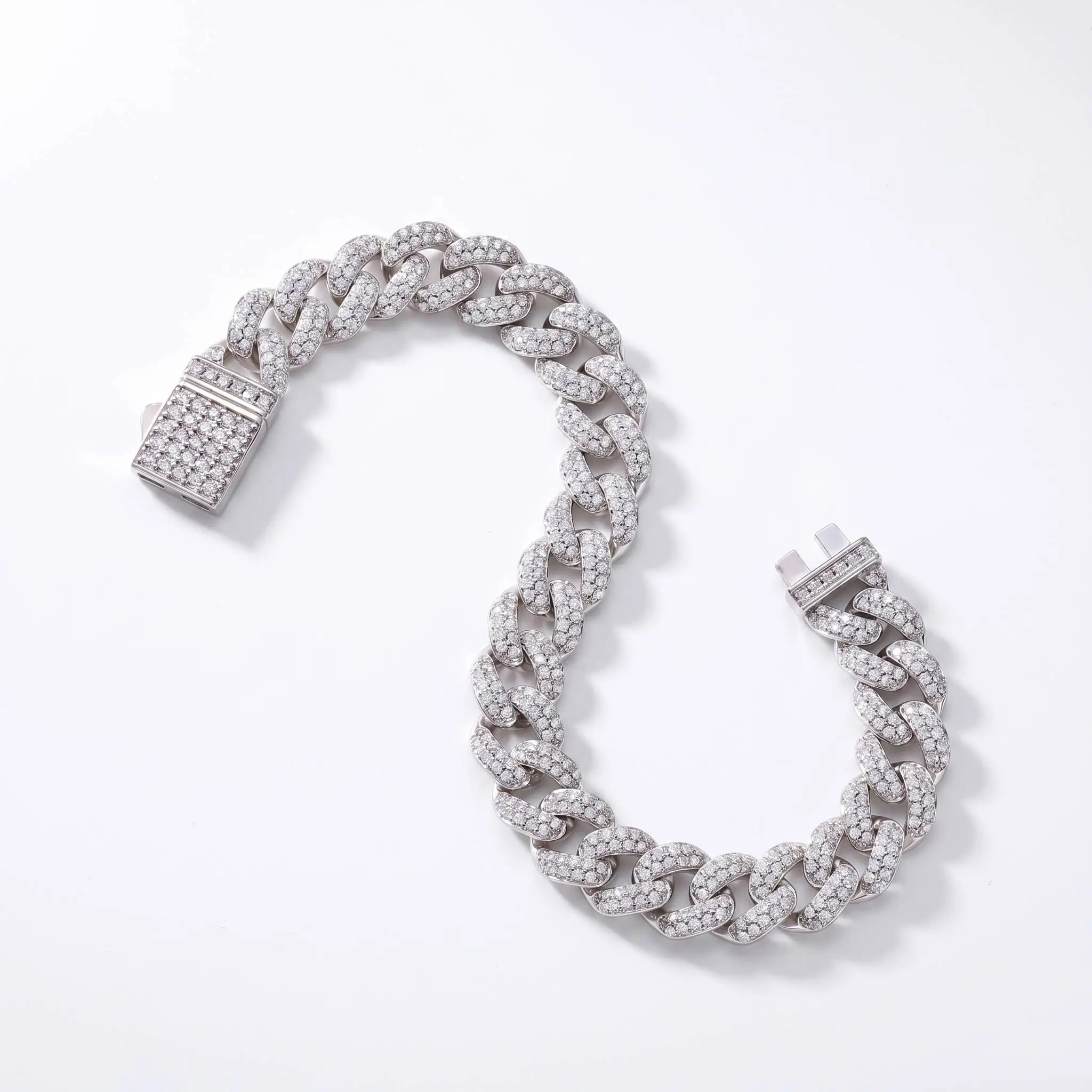Luxury Moissanite Cuban Link Bracelet 925 Sterling Silver Hip Hop Chain Bracelet Fashion Men's Wedding Party Jewelry Gift