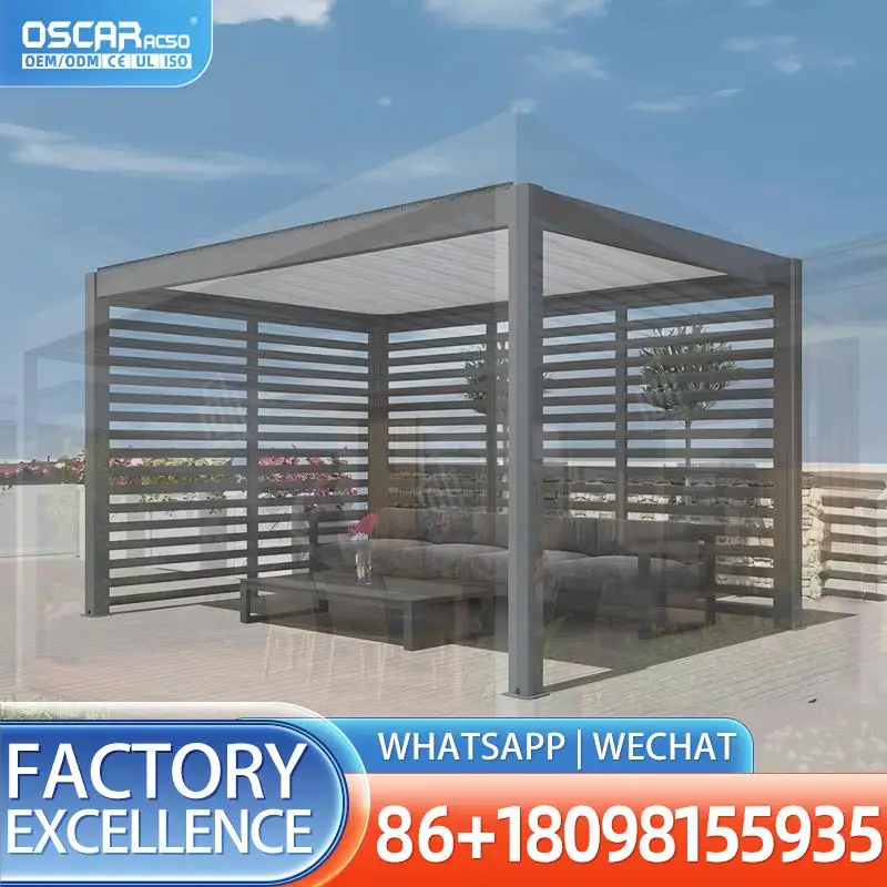 Living Space Attached Patio UV Block Waterproof Dinning Canopy Bioclimatic Aluminum Outdoor Shelter for Garden Lawn Backyard per